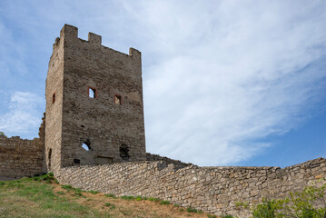 The ancient tower of the Genoese fortress. Feodosia, Crimea