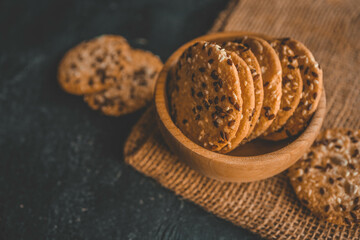Homemade cookies with bran and flax, healthy eating