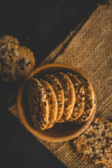 Homemade cookies with bran and flax, healthy eating
