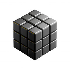 A sleek black cube model with a glossy finish and layered design, perfect for digital art, presentations, or icons. Ideal for 3D render projects.