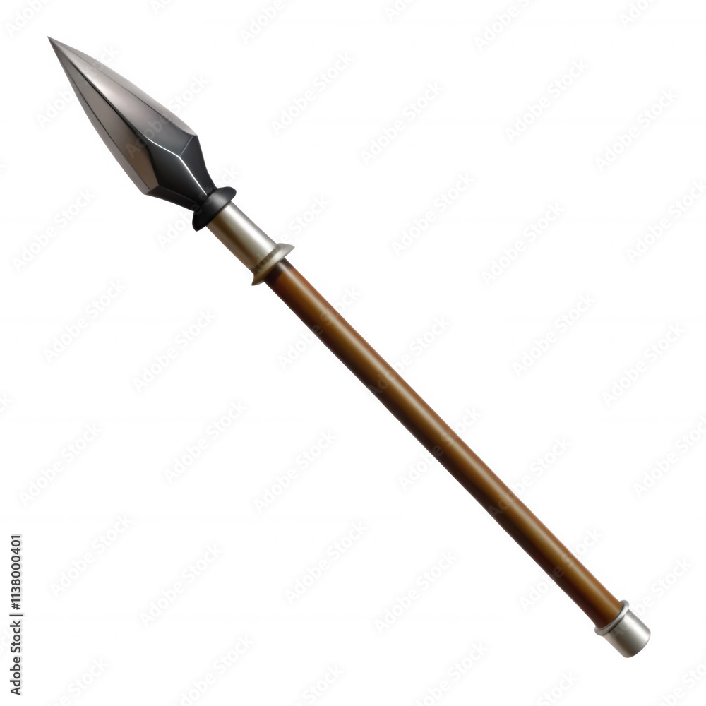 Fototapete this image features a 3d rendered spear with a polished metal tip and a wooden shaft, showcasing int