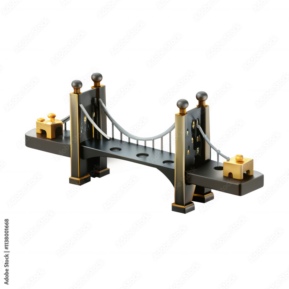 Poster this 3d model showcases a detailed architectural representation of a bridge with decorative elements