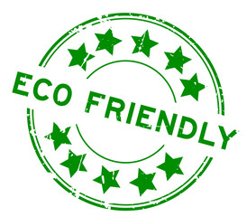 Grunge green eco friendly word round rubber seal stamp on white background