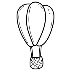Hand drawn doodle hot air balloon on white background.