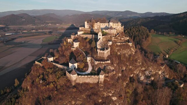 Aerial panorama of Hochosterwitz Castle, Carinthia, Austria