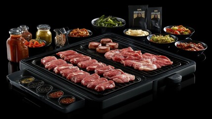 Grilling Meat Selection on a Modern Cooking Appliance Setup