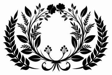 black and white laurel wreath