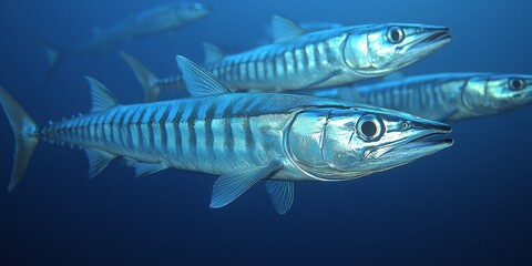 Great Barracuda School Underwater Ocean Fish Wildlife