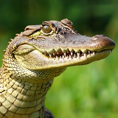 Fototapeta premium Young Alligator Portrait Close-up of Juvenile Crocodilian