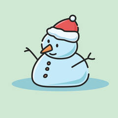 Cute Snowman with Santa Hat Icon