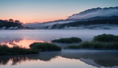 Fototapeta premium sunset over the lake