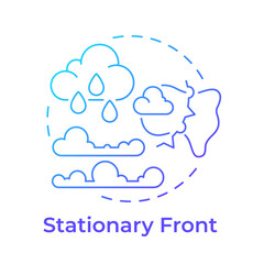 Stationary front blue gradient concept icon. Cold and warm air masses meeting. Weather forecasting processes. Round shape line illustration. Abstract idea. Graphic design. Easy to use in article