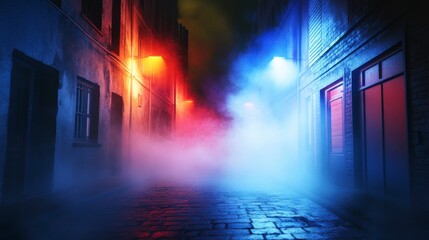 Fototapeta premium Enigmatic Night Alleyway with Vivid Neon Lights