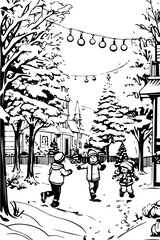 They play with snowballs in the forest
