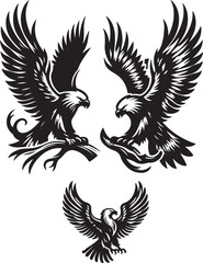 Naklejka premium eagle with wings and eagle set silhouette of vector
