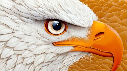 Captivating Close-Up of a Majestic Eagle with Striking Plumage and Intense Gaze Set Against a Warm Textured Background for Nature Enthusiasts and Wildlife Lovers