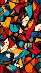 Abstract composition with vibrant colors and geometric shapes creating a dynamic visual experience.