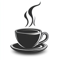 Obraz premium Hot coffee cup and saucer illustration.