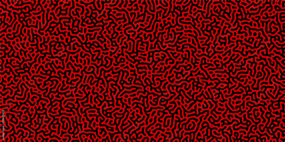 Poster Turing Abstract Pattern, suitable for any business. black and red color diffusion reaction seamless pattern.An abstract Reaction-diffusion or Turing pattern formation, coral reef, natural texture,	