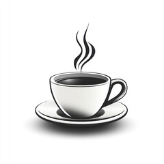 Obraz premium Hot coffee cup on saucer with steam.