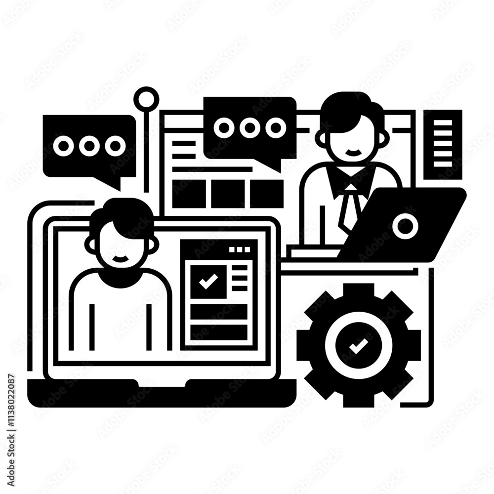 Poster remote work line icon. linear style sign for mobile concept and web design. outline vector icon.