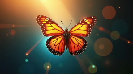 Colorful Butterfly Illuminated by Laser Beams