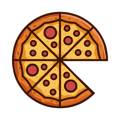 Freshly baked pepperoni pizza, a gourmet meal with vegetables illustration Free Vector clipart isolated icon 