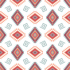 Orange, red, and white geometric vector patterns that are traditional, ethnic, Navajo, or Native American Indian. Design for clothing, curtains, carpets, sarongs, Hmong, and fabric edges.