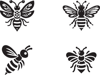 funny bee cartoon silhouette of vector