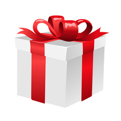Gift box with red ribbon and bow