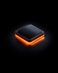 Black square with glowing orange edge on dark background
