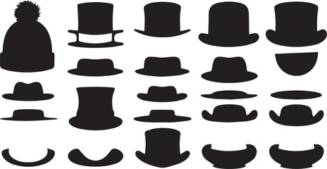 black and white icons set and Daddy's Hat Stencil, Rodeo Vector