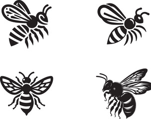 funny bee cartoon silhouette of vector