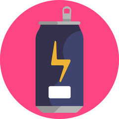 A sleek energy drink can with a bold lightning bolt on the label, glowing slightly to symbolize power and energy.