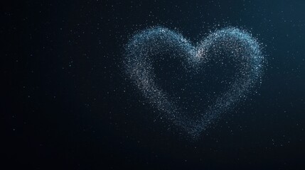 Heart-shaped sparkles on a dark background create a romantic ambiance.