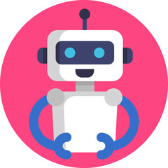 The robot icon features a sleek, metallic body with intricate mechanical joints and glowing LED eyes.