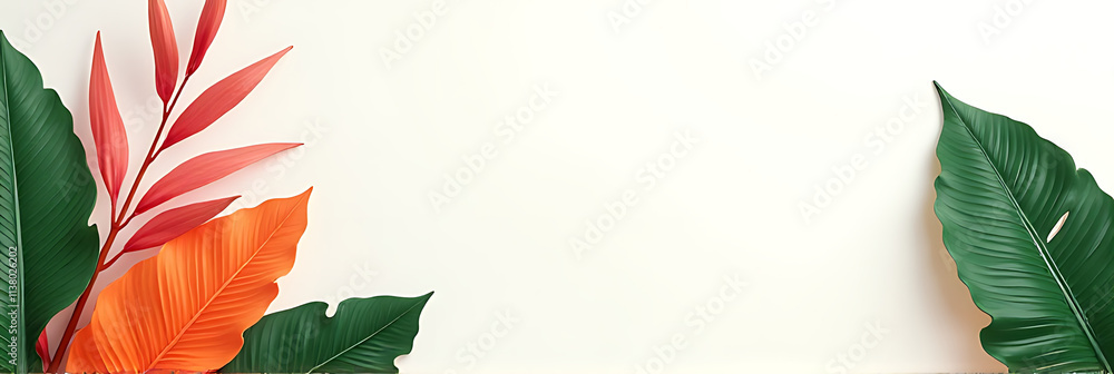 Poster tropical xanadu leaves display exotic colors against a subtle white space background in a natural co