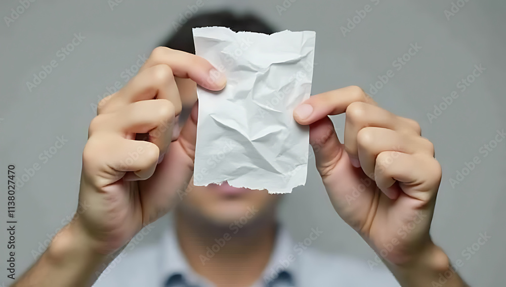 Poster thinking about questions and answers while fidgeting with a crumpled piece of paper is a common dist
