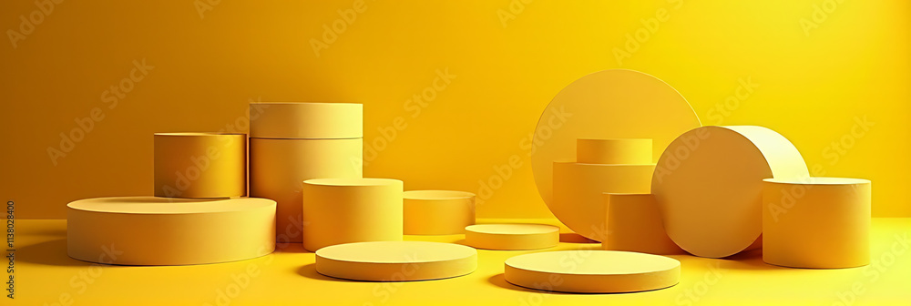 Poster The sandstone product display platform has a selective focus on showcasing its top products in a bright and inviting yellow color scheme._00001_
