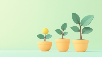 coins nurturing growth flat design side view renewable theme 3D render Complementary Color Scheme