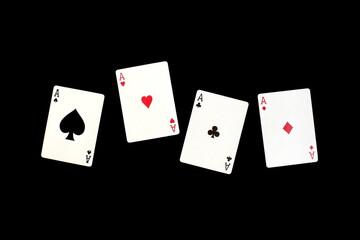 Four types of cards from the deck lie on a black background.
