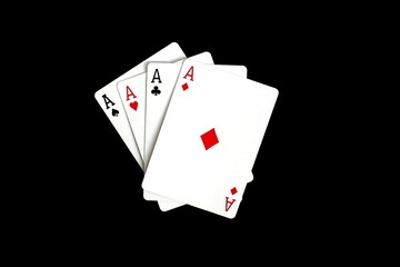 Four types of cards from the deck lie on a black background.