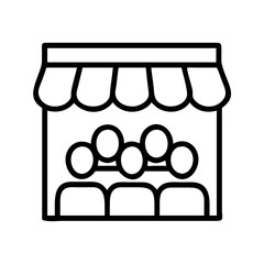 crowded store silhouette icon, black friday line art, black friday icon - simple black line art icon of crowded store silhouette, for black friday celebrations. black friday vector art.