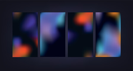 Abstract color on black gradient vertical background set.