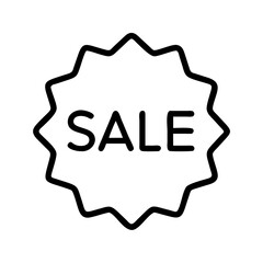 sale sticker icon, black friday line art, black friday icon - simple black line art icon of sale sticker, for black friday celebrations. black friday vector art.