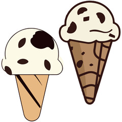 Two Types of Ice Cream Cones with Transparent Background