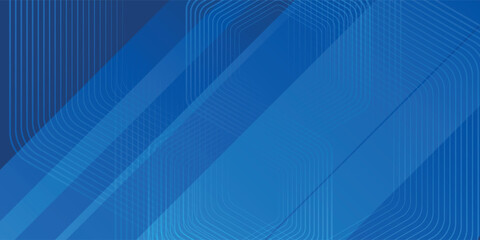 Modern abstract blue background with glowing geometric lines. Blue gradient hexagon shape design. Futuristic technology concept.