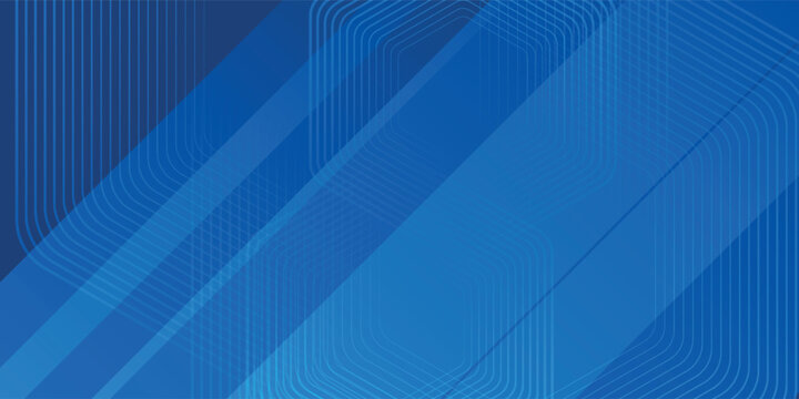 Modern abstract blue background with glowing geometric lines. Blue gradient hexagon shape design. Futuristic technology concept.
