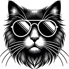 Cat Head vector black silhouette cricut design for T-shirt