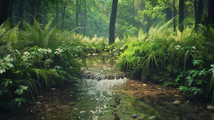 Obraz premium water flowing through the forest